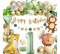 Décoration pour 1er anniversaire garçon et fille, ballon vert safari, 1er anniversaire, jungle, avec Wild One pour 1er anniversaire garçon fille