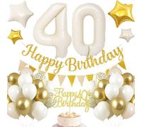 Décoration pour 40e anniversaire, décoration pour 40e anniversaire femme blanc or, décoration d'anniversaire 40 ans pour homme, ballons 40e anniversaire Happy Birthday guirlande ballon 40 décoration