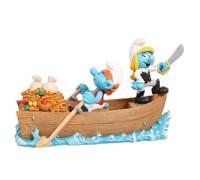 Décoration pour aquarium - AQUA DELLA - Schtroumpfs sur l'eau - Pirates - Bleu - 18,7x8,2x10,8 cm