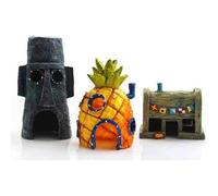 Décoration pour aquarium - Aqua Ornaments - Lot de 3 décorations en résine - Thème Bob l'éponge
