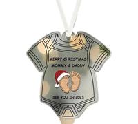 Décoration pour Baby Shower et Annonce de Grossesse 2026, Ornement Suspendu en Acrylique Transparent avec Empreintes de Pieds Bientôt là