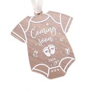 Décoration pour Baby Shower et Annonce de Grossesse 2026, Ornement Suspendu en Acrylique Transparent avec Empreintes de Pieds Bientôt là