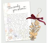 Décoration pour bouquet de fleurs - Carte d'histoire The Seeds You Plant - Motif floral en bois - Symbole de croissance, de gentillesse et de soins - Souvenir sincère honorant les enseignants qui