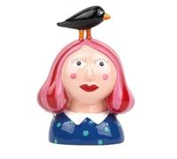 Décoration pour fille avec un oiseau sur sa tête - 11,4 x 8,4 x 7,9 cm Figurine créative en résine