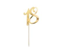 PartyDeco Toppers pour gâteau 18e anniversaire chiffre 18 en or Hauteur env. 20,5 cm 1 pièce
