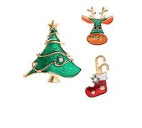Decoration pour la Sensibilisation Bonhomme De Neige Style Pour Xmas Broche Bijoux Décorations De Noël Ensemble Pin Arbres Strass Broche Personnalisée Pins Kit Mariages (C, One Size)