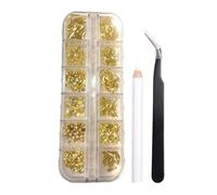 Décoration pour Ongles | Kit DIY Strass 3D avec Pinceau-Pince,Ornements Dorés pour Manucure | Pour Femmes Vernis Faux Acrylique Fête Anniversaire Noël Mariage Sortie Scène Soirée Vacances