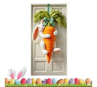 Décoration pour porte de Pâques heureuse, arrière-plan mural à thème lapin et carotte | bannière printanière pour entrée | pour extérieur, maison, ferme, fêtes de vacances, célébrations et