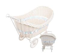 Décoration pour poussette - Chariot de bébé en osier rustique imitation | Rangement pour crèche, jardin, exposition, pique-nique, photographie