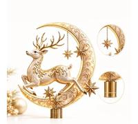 Décoration pour Sommet de Sapin de Noël Dorée, Ange, Cardinal ou Renne，A | Pointe de Sapin avec Base à Ressort, Flocons & Éléments Suspendus, pour Décoration Noël, Salon, Fêtes Familiales & Cadeaux