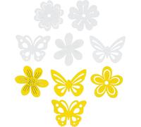 Décoration printanière en bois : jaune blanc fleurs papillons 72 pièces