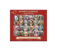 Décoration Puzzle Calendrier Compte à Rebours Jouet Puzzle Chiens Joyeux 1000 Pièces Calendrier de l'Avent 2027 Compte à Rebours de 24 Jours Jeu en Famille Jouet (Red, 33X24cm)