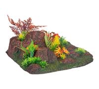 Flamingo Pet Products - Décoration Radha Angle. Roche + Plante. 27.5 x 27.5 x 1