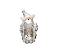 ECD Germany Figurine de Renne avec Éclairage LED 51cm, Blanc Chaud, Chapeau et Écharpe Argent