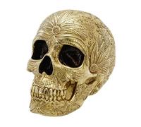 DÉCORATION RÉSINE TÊTE DE MORT BAROQUE 25CM OR
