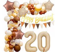 Decoration rétro 20 ans anniversaire,20 ans ballon Guirlande, 20 ans Arche Ballon Anniversaire rétro marron,Déco 20 ans anniversaire Ballon Beige Guirlande,20 ans anniversaire Femme Homme Ballon
