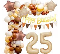 Decoration rétro 25 ans anniversaire,25 ans ballon Guirlande, 25 ans Arche Ballon Anniversaire rétro marron,Déco 25 ans anniversaire Ballon Beige Guirlande,25 ans anniversaire Femme Homme Ballon