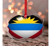 Décoration ronde à suspendre à une fenêtre d'Antigua-et-Barbuda - Amérique latine - Pays hispanique - Drapeaux européens d'Asie et d'Afrique - Ornement rond - Souvenir - Drapeau patriotique en