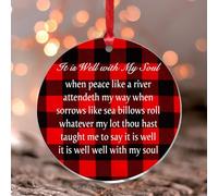 Décoration ronde en acrylique pour sapin de Noël avec inscription « It Is Well with My Soul »