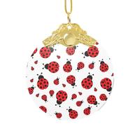 Décoration ronde en verre avec fermoir en forme de coccinelle, 8,4 cm, décoration de vacances pour la maison et le magasin