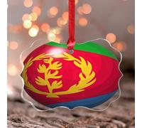 Décoration ronde en verre teinté de l'Érythrée - Drapeau national - Cadeau nautique - Souvenir d'Amérique latine - Pays hispanique - Drapeaux européens d'Asie et d'Afrique - Boules de Noël en