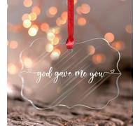 Décoration ronde en verre teinté « God Gave Me You » avec citation inspirante et motivante - Œuvre d'art - Boule de Noël en acrylique - Cadeau pour fille, maman, grand-mère
