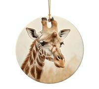 Décoration ronde et plate à suspendre Motif girafe pour Noël, hiver, Nouvel An