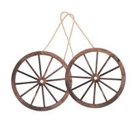 Décoration Ronde Murale en Bois Style Western Vintage, Lot de 2 | Grain et Texture Rustique, à Suspendre sur Crochet ou Clôture, Ambiance Far West pour Garage