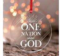 Décoration ronde « One Nation Under God » - Citation inspirante - Décoration ronde - Souvenir - Écriture - Œuvre d'art - Boule de Noël en acrylique - Cadeau pour maman, grand-mère, épouse, sœur