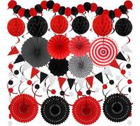 Décoration Rouge & Noir Moderne - Kit Guirlande Ballons pour Fête de Fin d'Études, Anniversaire Garçon/Fille - Célébration Élégante