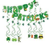 Décoration Saint Patrick - Ensemble pour Fête Irlandaise et Carnaval, Avec Drapeau, Guirlandes et Décorations à Suspendre - Tout pour Créer une Ambiance d'Éire Inoubliable
