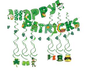 Décoration Saint Patrick - Ensemble pour Fête Irlandaise et Carnaval, Avec Drapeau, Guirlandes et Décorations à Suspendre - Tout pour Créer une Ambiance d'Éire Inoubliable