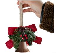 Décoration saisonnière à suspendre avec cloche de Noël, pomme de pin et nœud rustique en toile de jute, conçue pour arbre et décoration de maison de vacances (bronze)