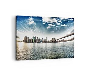 Décoration Salon Amérique appartement architecture bâtiment Moderne Impression sur Toile 120x80cm Image Tableau Decoration Murale Chambre Horizontal Art Wall Tableaux Decoratifs Muraux AA120x80-2430