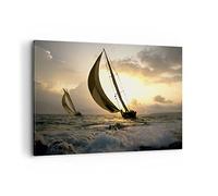Décoration Salon bateau coucher du soleil le soleil Paysage Moderne Impression sur Toile 120x80cm Image Tableau Decoration Murale Chambre Horizontal Art Wall Tableaux Decoratifs Muraux AA120x80-3158