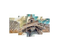 Décoration Salon Eiffel ingénierie europe france Moderne Impression sur Toile 160x85cm Image Tableau Decoration Murale Chambre Triptyque 5 parties Art Wall Tableaux Decoratifs Muraux EA160x85-2489