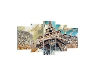 Décoration Salon Eiffel ingénierie europe france Moderne Impression sur Toile 160x85cm Image Tableau Decoration Murale Chambre Triptyque 5 parties Art Wall Tableaux Decoratifs Muraux EA160x85-2489