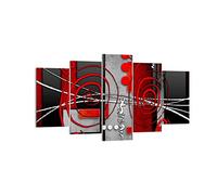 Décoration Salon Graphique figures géométriques cercle Moderne Impression sur Toile 160x85cm Image Tableau Decoration Murale Chambre Triptyque 5 parties Art Tableaux Decoratifs Muraux EA160x85-0599