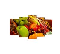 Décoration Salon Panier en osier fruits légumes Moderne Impression sur Toile 160x85cm Image Tableau Decoration Murale Chambre Triptyque 5 parties Art Wall Tableaux Decoratifs Muraux EA160x85-0406