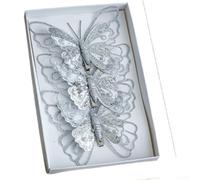 Décoration Sapin Clip Papillon Brillant 3 Décoration Sapin Clip(Silver) | Maille simulée élégante, motifs délicats, aspect visuel raffiné, plastique pour durable, couleurs variées