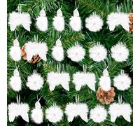 Decoration Sapin Noel Blanc, 24 Pièces Ange de Noel pour Sapin et Des Ailes D'ange, Christmas Tree Decorations avec des Flocons de Neige et Des Plumes pour Noël, Mariages, Fêtes de Famille