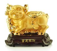 Décoration Sculptures Chinois du zodiaque chinois Cochon Cochon d'or Statue for la richesse, Décoration richesse et attirer la chance, Feng Shui Décor chanceux cochon d'or Décoration Feng Shui Statues