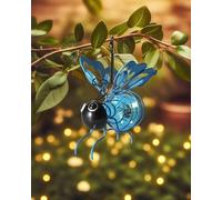 Décoration solaire en forme d'abeille à suspendre pour extérieur, jardin, terrasse, balcon, arbres - Lanternes solaires en métal avec ressort et clip - Lanternes solaires d'extérieur - Résistante aux