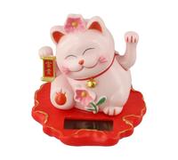 Décoration solaire en forme de chat porte-bonheur qui ondule lorsqu'elle est exposée à la lumière naturelle pour la prospérité commerciale et les bénédictions domestiques (2312-Rose)