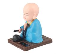 Décoration solaire en forme de moine secouant le tableau de bord pour voiture, maison, bureau, poupée ABS qui hoche la tête avec ruban adhésif double face, figurine rouge, bleu, jaune, 9,5 x 7,5 x 7,5