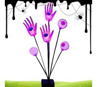 Décoration solaire pour Halloween, motif de squelette, mains et yeux, éclairage solaire effrayant pour l'extérieur, étanche, pour jardin, cimetière, chemin, fête d'Halloween