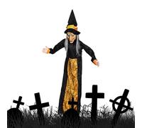 Décoration sorcières volantes fête d'Halloween, ornement avec capteur de mouvement et yeux LED clignotants - accessoire effrayant pour maison ta pour jardin, école, fête, mur, entrée
