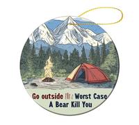 Décoration Sortez, Au Pire Un Ours Vous Tuera. Ornements Céramique Noël Suspension pour Intérieur Maison Magasins