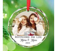 Décoration souvenir « Best Friends for Life » - Image de téléchargement personnalisée - Décoration de Noël 2025 - Cadeau pour âme sœur - Souvenir en verre
