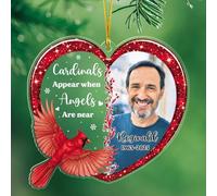 Décoration souvenir souvenir en acrylique avec photo cardinale, les cardinaux personnalisés apparaissent lorsque les anges sont proches de l'ornement 2025, ornements commémoratifs en forme de
